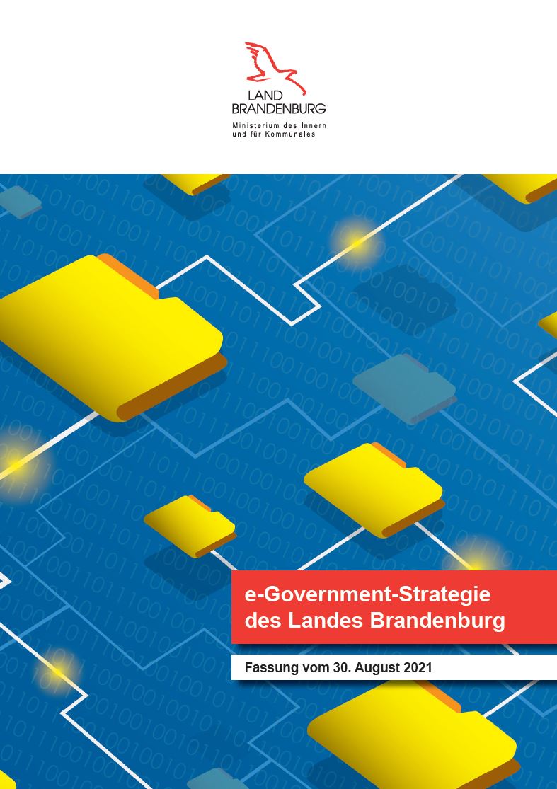 Bild vergrößern (Bild: Vorschaubild der Titelseite der e-Government-Strategie des Landes Brandenburg mit Stand August 2021)